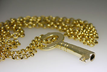 Antique Key gold pendant by Toronto Jeweller Alexandra Schleicher